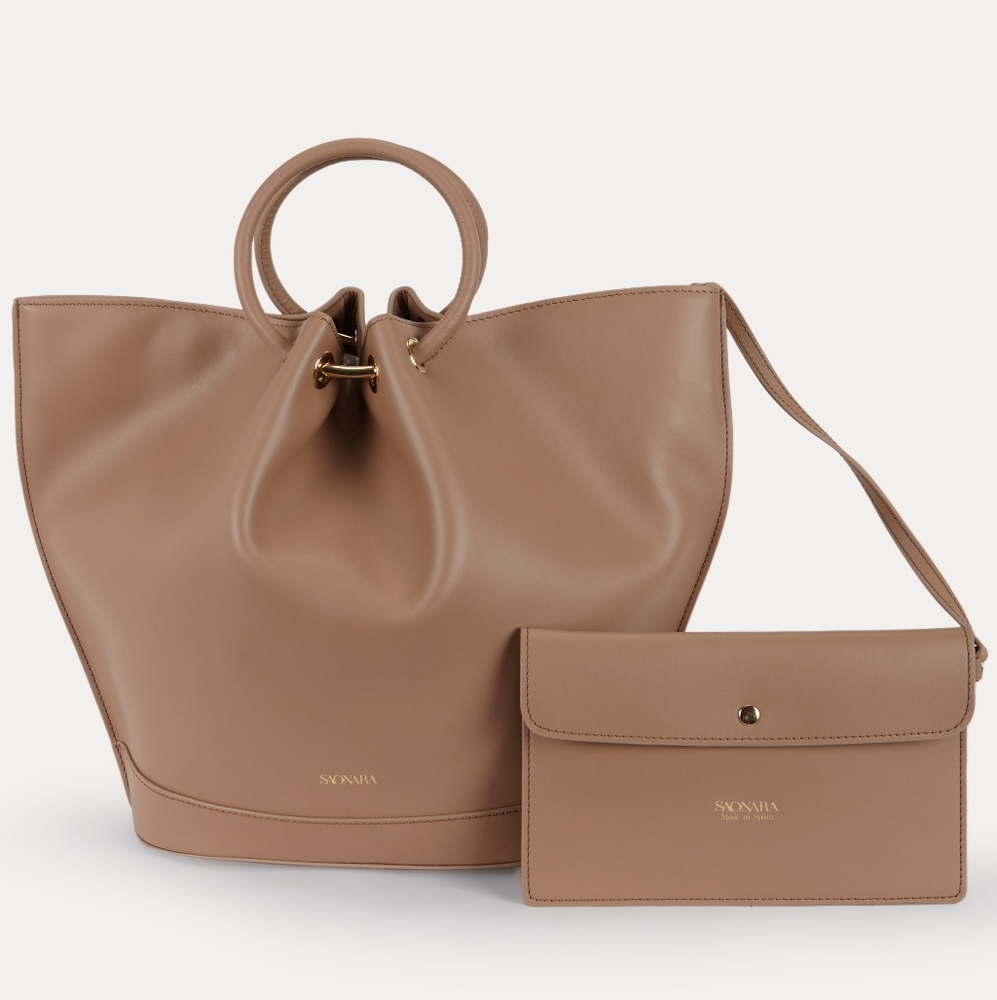 SAONARA CAPAZO MOKA LEATHER Tote Bag - Picture 4 of 6
